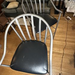 Set of 2 Modern Silver Metal Arm Chairs – Durable & Sleek