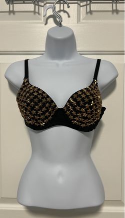 Black Bra with Gold Star Embellishments