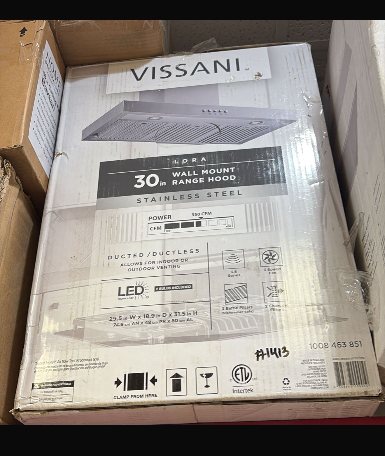 Vissani Lora 30 in. 350 CFM Convertible T-Shape Wall Mount Range Hood in Stainless Steel with Charcoal Filters and LED Lighting