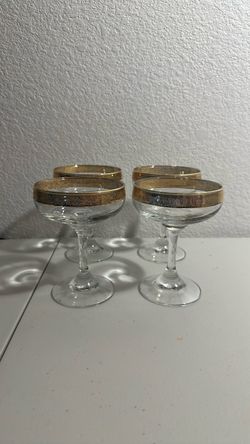 Champagne gold rimmed cocktail glass  Check out my other listings for more great items