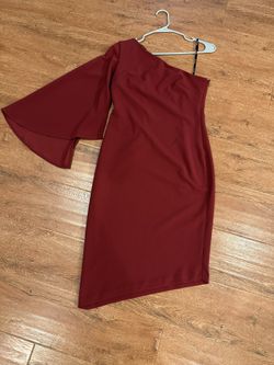 One Shoulder Burgundy Dress