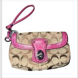 Coach Signature Mini Wristlet with turn lock