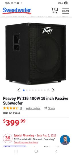 2 18 inch Peavey Subs