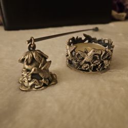 Pewter Hummingbird Candle Snuffer And Candle Holder Set Of Two