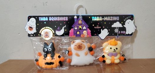 Taba Squishies Viral Halloween Animals Toy Set 3 Pcs Cat Ghost Pumpkin Fidget
