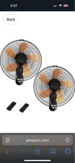 AZOUTDOOR 2 Pack 20 Inch Wall Mounted Fans with Remote Control, Oscillating Fan with 3 Speed Settings, High Velocity Fans with Adjustable Tilt and Tim
