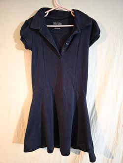 Nautical school uniform girls short sleeve picque polo black standard dress