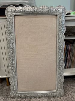 Beautiful Silver + White Pin Board 20 1/4” x 33”