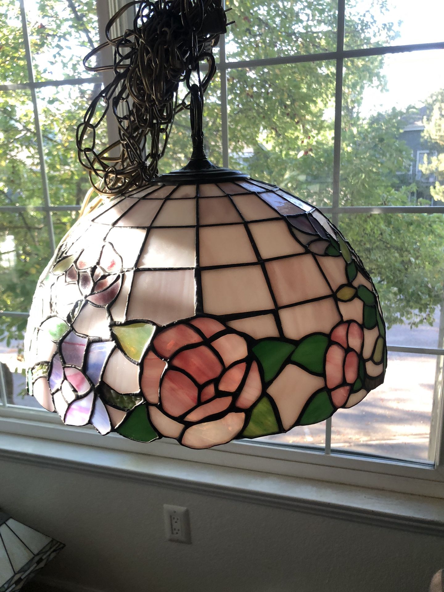 Tiffany Style Glass Chandelier Lamp Shade Floral Roses
