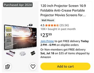 120 Inc portable projector screen