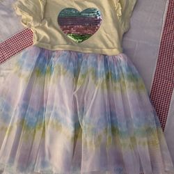 4T-Yellow Dress With Heart And Tutu Bottom