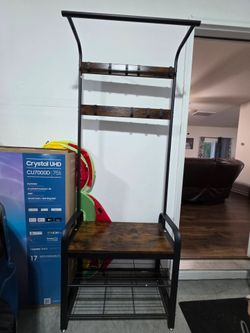 Coat hinging and shoes rack