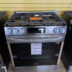 New LG ThinQ 5 Burner Gas Slide In Stove 30” Wide 