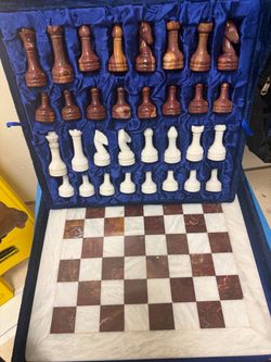 Marble Chess Set with Storage Case