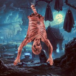 Halloween Bloody Half Body, 30 inch Latex Skinned Half Body for Haunted House Halloween Party Indoor Outdoor Decoration