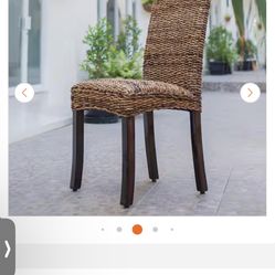 Louisa Abaca Cushioned Seat Dining Chair with Mahogany Hardwood Frame (Set of 2)