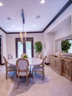 Restoration Hardware RH Carrera Marble Dining Table 72 Inch With 6 Matching Chairs