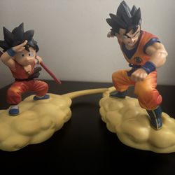 Kid Goku & Adult Goku On Nimbus Cloud 