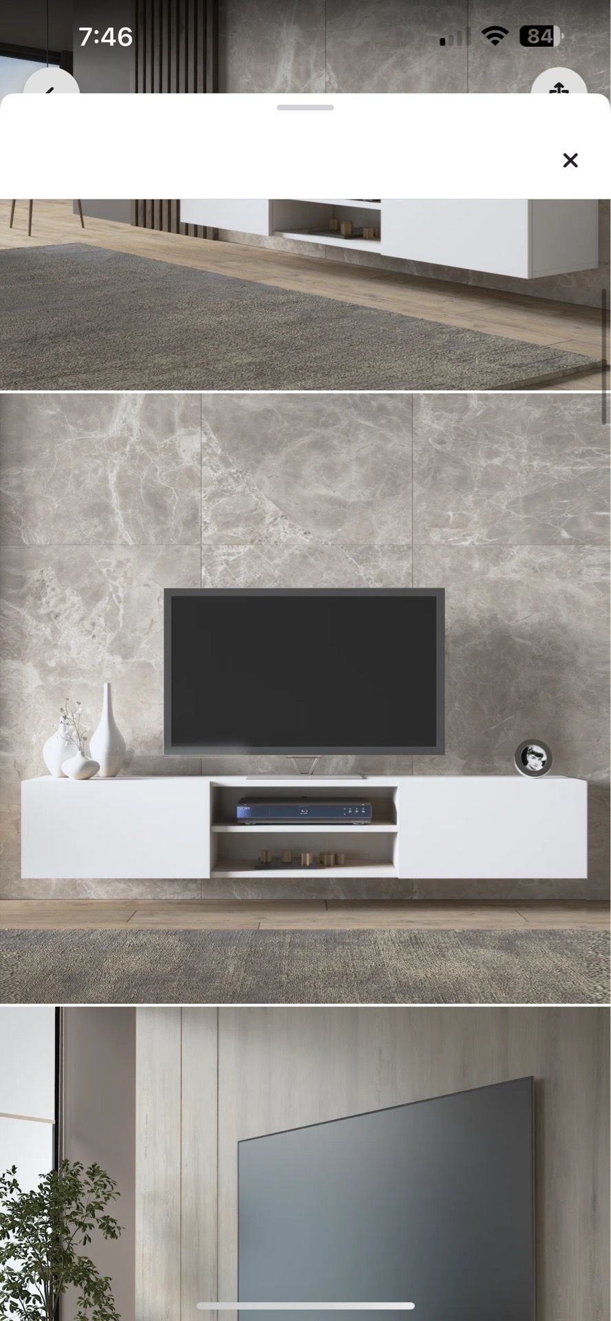 Wayfair Modern Wall Mount TV Stand 80’ White