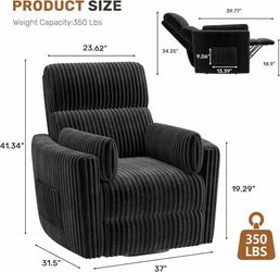Electric Sofa Power Lift Recliner Chair with Remote Control Footrest Side Pocket Round Nest Extra Oversized for Living Room black $ 199