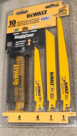New In Package: DeWalt 10 Piece Reciprocating Saw Blade Set With Case