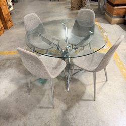 Round Glass Dining Table Set