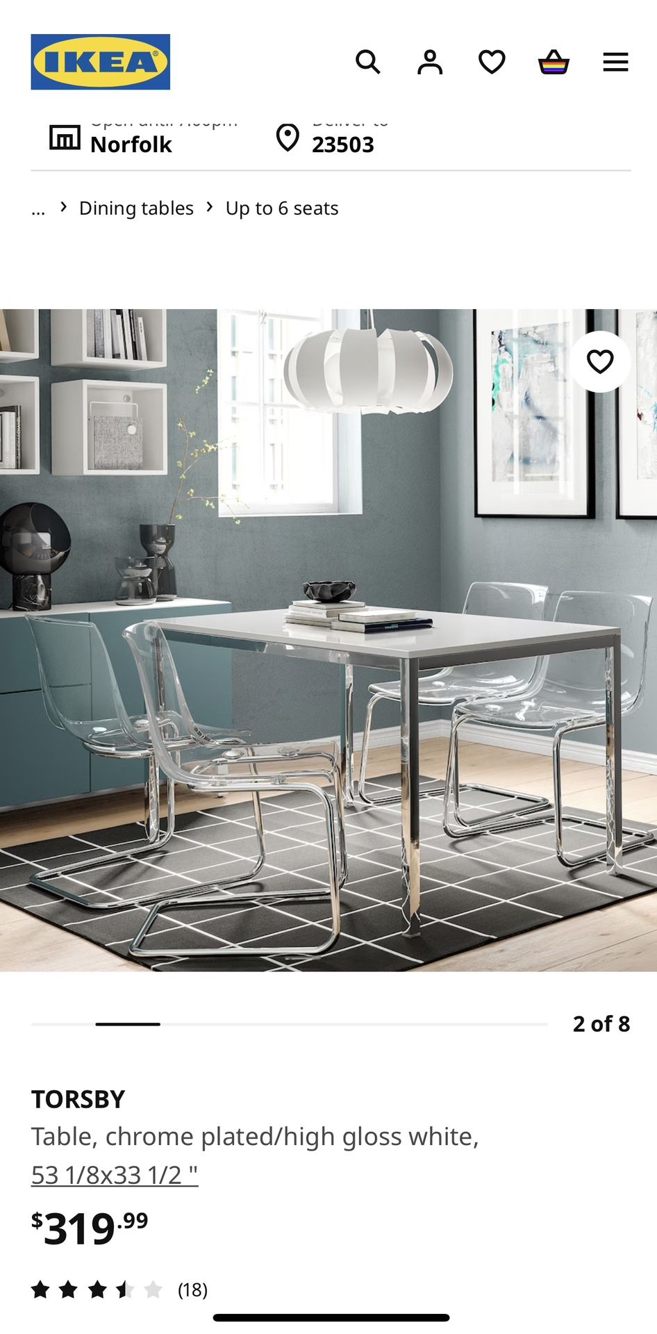 IKEA TORSBY GLASS TOP TABLE