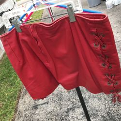 Red Leather Mini Skirt