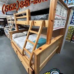 Triple Natural Bunk Bed With Mattresses Colchones Nuevos 