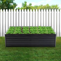 Raised Garden Bed 8x4x2ft Outdoor Planter Box Galvanized Steel Garden Bed Kit for Vegetables, Flowers, Herbs and Succulents Black  Material 