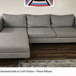 Modern Gray Sectional Sofa w/ Left Chaise