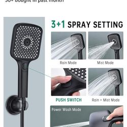 V-Frankness Shower Heads with Handheld Spray Combo, 13 Inches Rain Shower Head with 4-Mode Shower Wand, and 13 Inches Adjustable Arm, 3-Way Shower Div