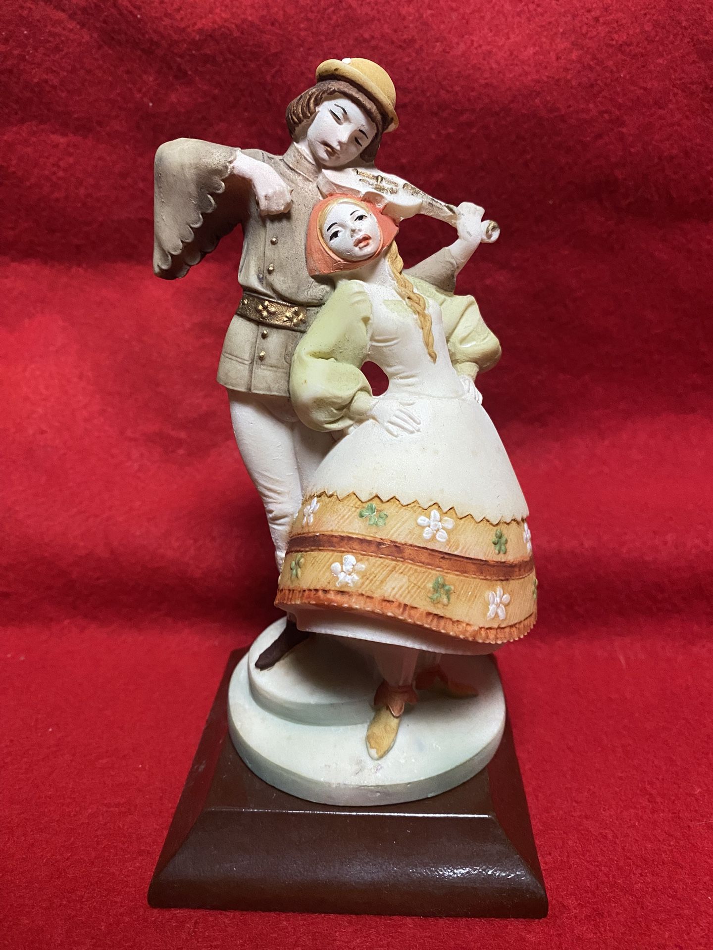7 Inch x 3 Inch Painted Alabaster Dancers Figurine Imported From Greece