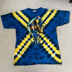 Vintage Marvel Wolverine T-Shit Men’s Large Blue Universal Studios AOP Tie Dye Made in the USA