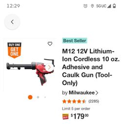 For Sale a brand new Milwaukee M12 12V Cordless Caulk Gun Tool-Only
