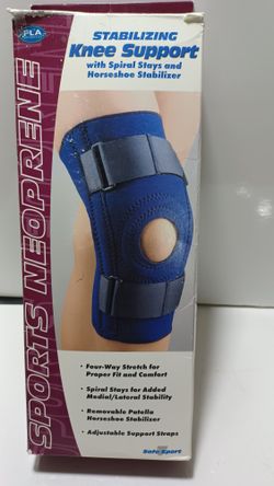 FLA XS  Stabilizing Knee Support w/Spiral Stays & Horseshoe Stabilizer  XL Blue New