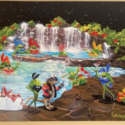 Michael Godard “Olive Bunnies” Painting 