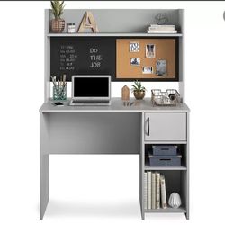 Dove Gray Student Desk with Hutch