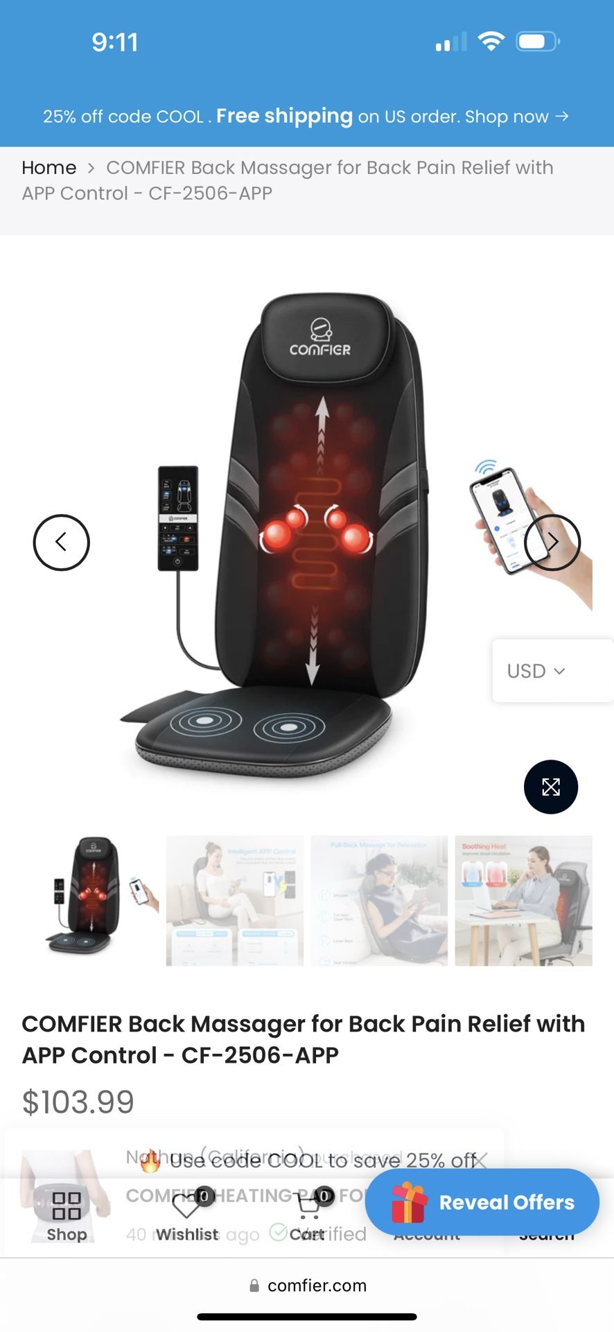 massager with soothing heat confier cf-2506