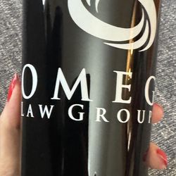 NWT Omega black printed travel mug tumbler for hot or cold drinks, size 16 oz