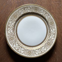 Decorative Dinner Plate With Ornate Gold Detailed Rim