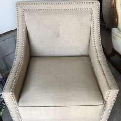 Large Masculine Chair With Nailheads On Front