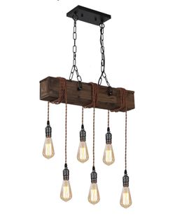 New!✨ 6 light farmhouse wood chandelier