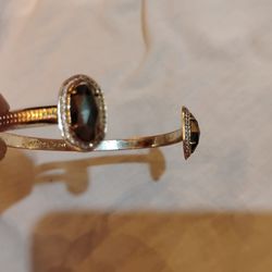 Elton Gold Cuff Bracelet in Black Opaque Glass