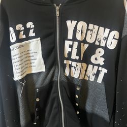 Black and white Young Fly & Turnt hoodie