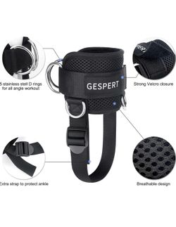 GESPERT Ankle Straps for Cable Machine, Premium Unisex Straps with Neoprene Padding for Gym Home Exercise, Adjustable Soft Cable Cuffs for Hip Abducto