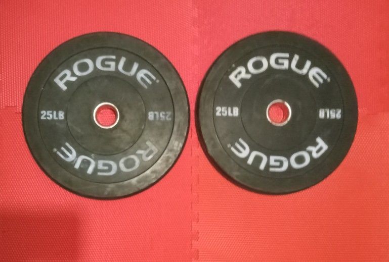 (2) 25lb ROGUE Olympic Size Barbell Weights 50lbs Total