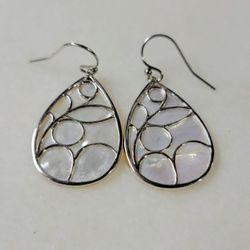 Sterling  Silver Mother of Pearl Caged Teardrop Earrings 