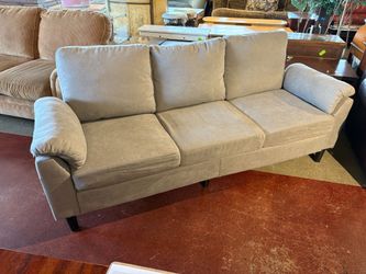 79″ Light Grey Three Seater Sofa with Side Pockets