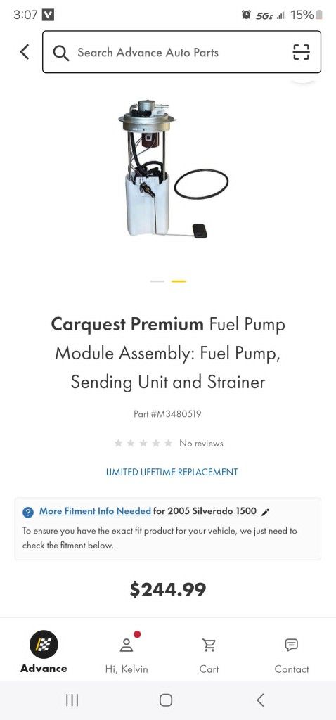 2005 Chevy silverado 1500 5.3 Fuel pump